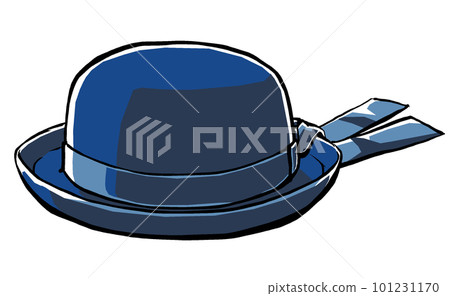 Dark blue felt hat for kindergarten, brushed and matte 101231170