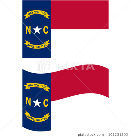 Waving flag of North Carolina State. North Carolina State flag on white background. flat style. 101231203