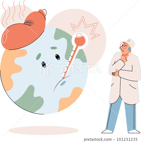 Global warming concept. Scientist studies rising temperatures on planet Earth, environmental tests 101231235
