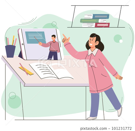 Teacher conduct lessons online for school pupils or university students. Video course, web seminar 101231772