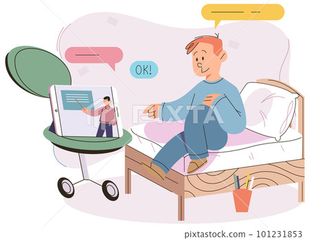 School or preschool children using gadgets, kids distance education, addiction of smart technologies 101231853