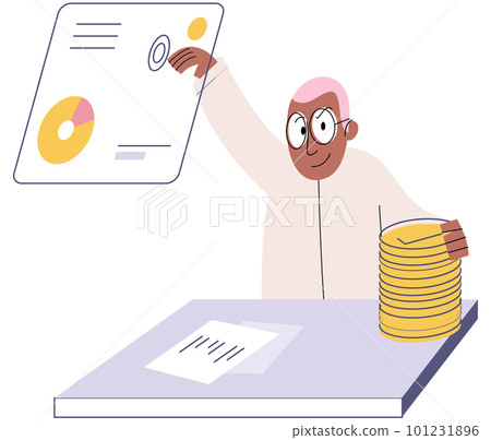 Businessman planning successful money investment graph. Calculating budget, analyzing finance report Businessman planning successful money investment graph. Calculating budget, analyzing finance report 101231896