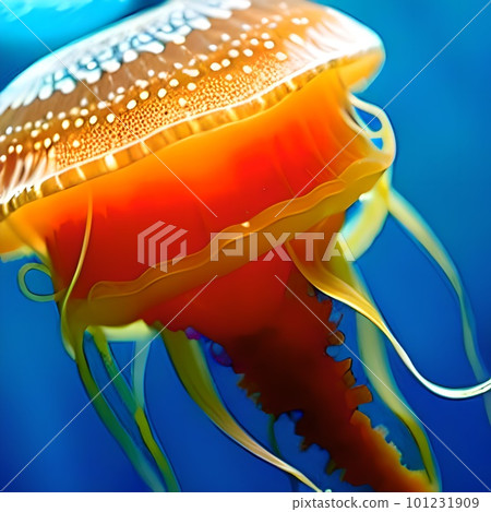 Jellyfish floating in the sea. AI generated 101231909