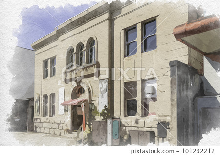 水彩風格 Miyoshiki Michi 石板路 Miyoshi Hondori 舊廣島銀行三好分行 廣島縣三好市 101232212