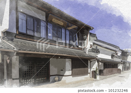 廣島縣三好市三好本通水彩風格的三好木道石鋪街道 廣島縣三好市三好本通水彩風格的三好木道石鋪街道 101232246