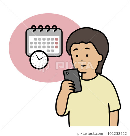 A person checking the schedule on a smartphone A person checking the schedule on a smartphone 101232322