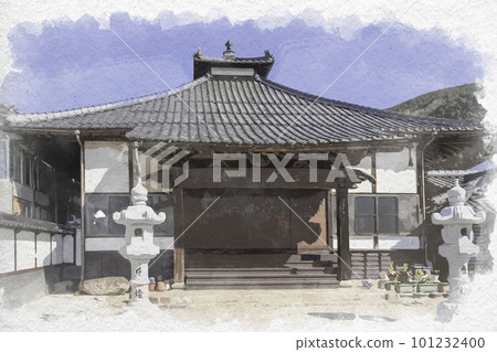 水彩風格 Miyoshikimichi 鵝卵石街道 Sanshoji Temple 廣島縣三好市 水彩風格 Miyoshikimichi 鵝卵石街道 Sanshoji Temple 廣島縣三好市 101232400