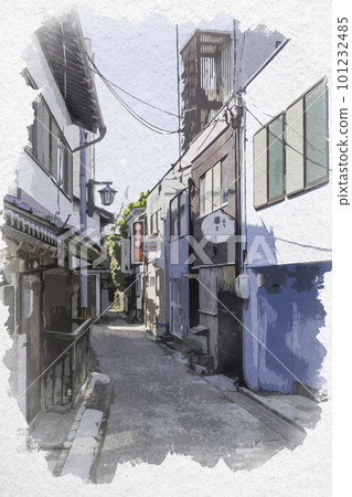 廣島縣三好市松原稻荷街水彩風Miyoshiki Michi石板路 101232485