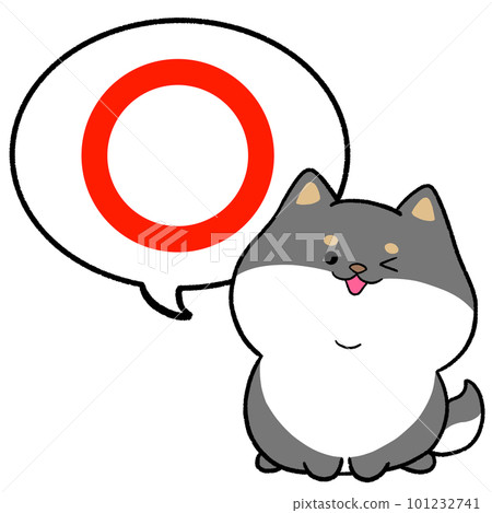Circle and black shiba with speech bubble Circle and black shiba with speech bubble 101232741