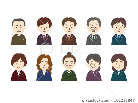 Icon set of men and women in suits_smile 101232847