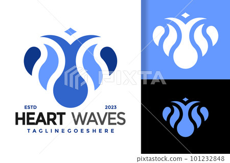 Heart Waves logo vector icon illustration Heart Waves logo vector icon illustration 101232848