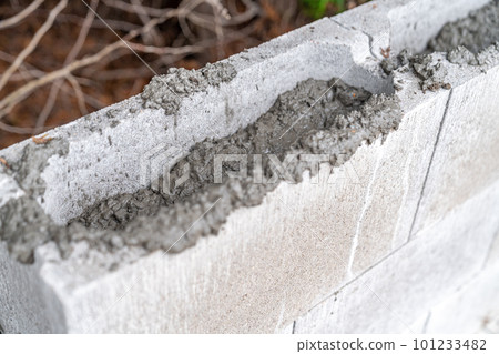 concrete foundation in the ground for building construction 101233482
