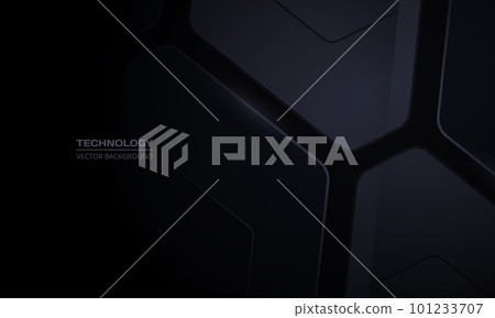 Abstract modern technology black background with geometric 3D shapes. 101233707