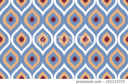 Uzbek ikat seamless pattern-traditional silk fabric in Uzbekistan. Handmade textile print product. Using in fashion industry surface pattern Uzbek ikat seamless pattern-traditional silk fabric in Uzbekistan. Handmade textile print product. Using in fashion industry surface pattern 101233725