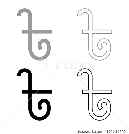 Taka Bangladesh Bengali rupee sign money currency symbol bangladeshi money BDT set icon grey black color vector illustration image solid fill outline contour line thin flat style 101234232