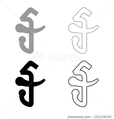 Cambodia riel currency symbol money sign set icon grey black color vector illustration image solid fill outline contour line thin flat style 101234250