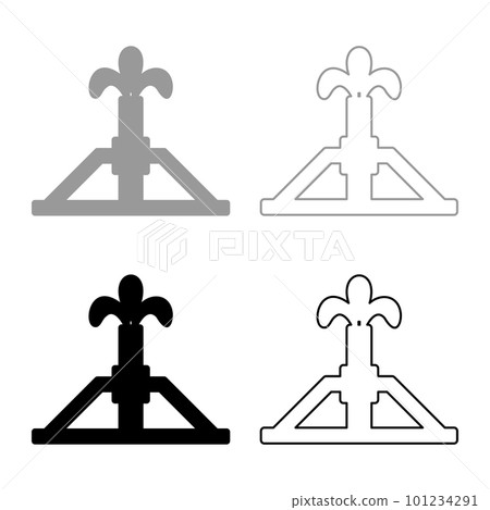 Oil derrick rig gusher set icon grey black color vector illustration image solid fill outline contour line thin flat style Oil derrick rig gusher set icon grey black color vector illustration image solid fill outline contour line thin flat style 101234291