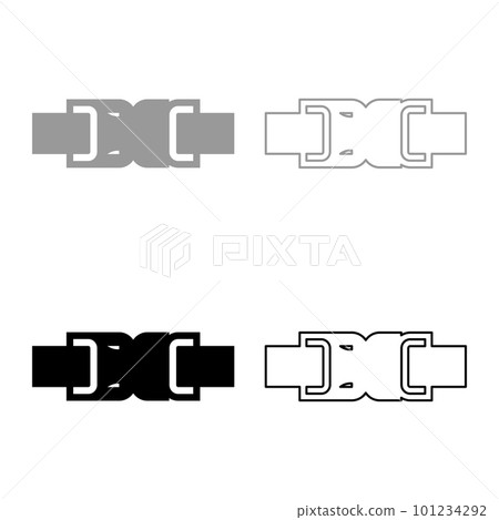 Buckle fastener clasp furniture for clothes system of fast snap join for backpack bag closed set icon grey black color vector illustration image solid fill outline contour line thin flat style Buckle fastener clasp furniture for clothes system of fast snap join for backpack bag closed set icon grey black color vector illustration image solid fill outline contour line thin flat style 101234292