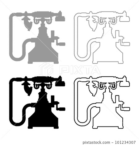 Vintage phone retro telephone old ancient production set icon grey black color vector illustration image solid fill outline contour line thin flat style Vintage phone retro telephone old ancient production set icon grey black color vector illustration image solid fill outline contour line thin flat style 101234307