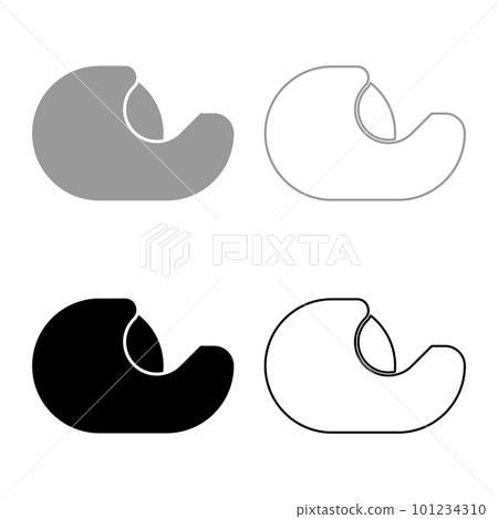 Dispenser with scotch tape adhesive for table set icon grey black color vector illustration image solid fill outline contour line thin flat style 101234310