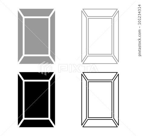 Template picture rectangular set icon grey black color vector illustration image solid fill outline contour line thin flat style 101234314