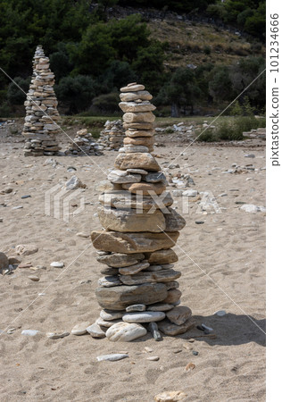 Pebbles tower, Livadi beach, Greece 101234666