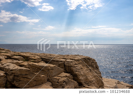 Structure of limestone rock and a sea, Greece Structure of limestone rock and a sea, Greece 101234688