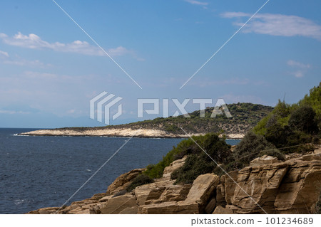 Bay surrounded by rocks, Giola lagoon, Greece Bay surrounded by rocks, Giola lagoon, Greece 101234689