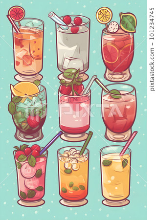 Non alcoholic summer cocktail drinks, mocktails Non alcoholic summer cocktail drinks, mocktails 101234745