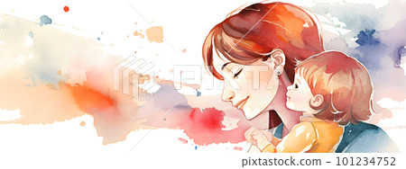 Mothers Day banner with mother and her child 101234752