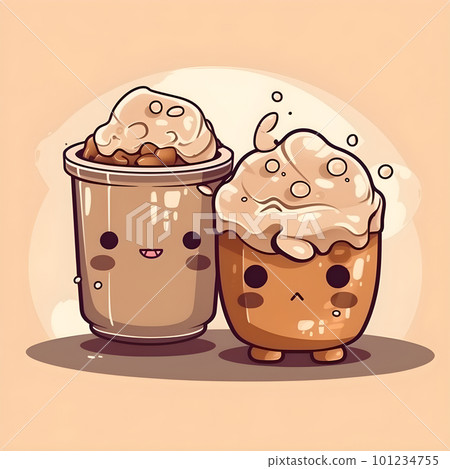 Kawaii chibi funny ice coffee drinks characters Kawaii chibi funny ice coffee drinks characters 101234755