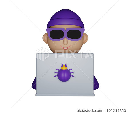 3D hacker icon 3D hacker icon 101234830
