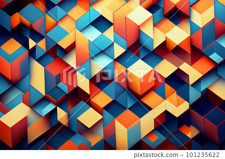 Colorful cubic gradient background. Generative AI illustration 101235622