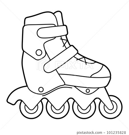 Illustration of roller skate. Monochrome cute icon. Creative symbol in cartoon style. 101235828