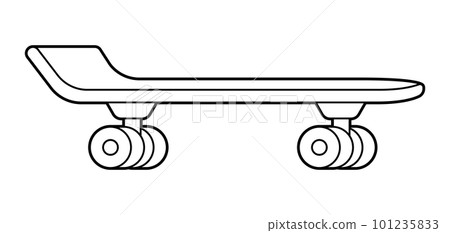 Illustration of skateboard. Monochrome cute icon. Creative symbol in cartoon style. 101235833
