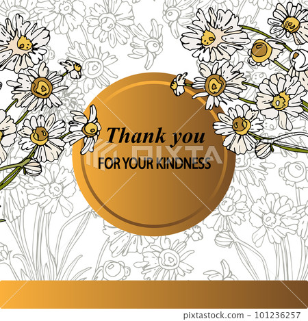 Card with a chamomiles and text on an isolated background 101236257