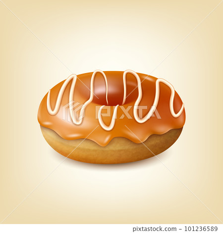 Realistic Detailed 3d Caramel Glazed Donut Celebration Element . Vector illustration of Doughnut with Syrup Realistic Detailed 3d Caramel Glazed Donut Celebration Element . Vector illustration of Doughnut with Syrup 101236589