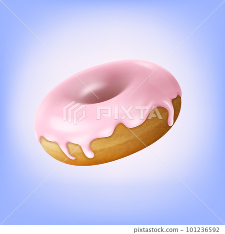 Realistic Detailed 3d Pink Berry Glazed Donut. Vector illustration of Simple Doughnut Covered Glaze Realistic Detailed 3d Pink Berry Glazed Donut. Vector illustration of Simple Doughnut Covered Glaze 101236592