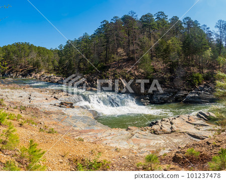 Sunny view of the landscape of Beaver River in Beavers Bend State Park 101237478