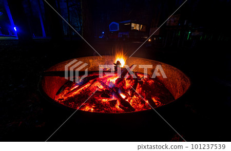 Close up shot of a camp fire in Beavers Bend State Park Close up shot of a camp fire in Beavers Bend State Park 101237539