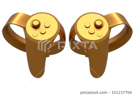 Virtual reality controllers for online gaming with gold chrome texture 101237706