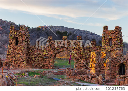 Sunset view of the Holy City Of The Wichitas in Wichita Mountains National Wildlife Refuge 101237763