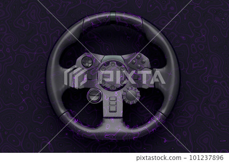 Realistic leather steering wheel with seamless wavy pattern on dark background Realistic leather steering wheel with seamless wavy pattern on dark background 101237896