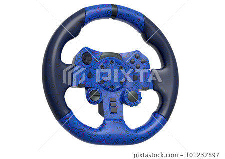Realistic leather steering wheel with seamless wavy pattern on white background Realistic leather steering wheel with seamless wavy pattern on white background 101237897
