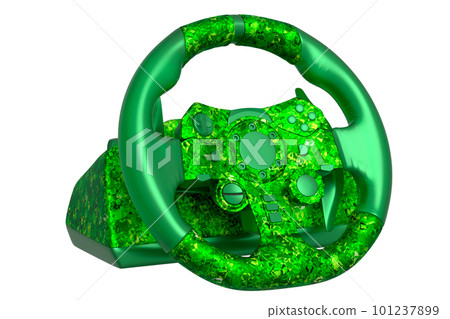 Realistic steering wheel with mosaic seamless pattern on white background Realistic steering wheel with mosaic seamless pattern on white background 101237899