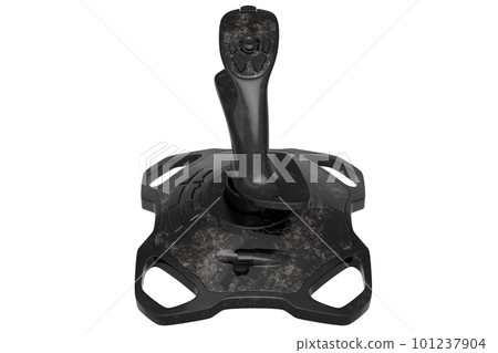 Realistic joystick for flight simulator with black marble texture on white Realistic joystick for flight simulator with black marble texture on white 101237904