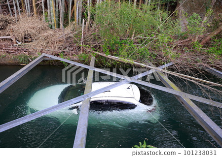 踩錯油門 老爺車被河淹沒 踩錯油門 老爺車被河淹沒 101238031