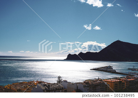 Seascape of Altea, Spain, sparkling in the Mediterranean Sea 101238495