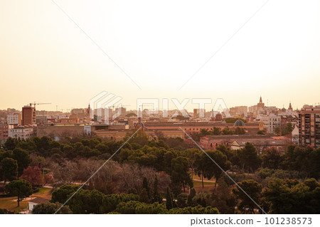 Early morning view of Valencia city and Turia Gardens 101238573