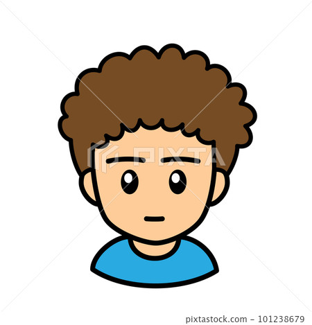 Icons that can be used in blogs Vector version Male 02 Natural perm Expressionless 101238679